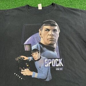 Spock Star Trek Graphic‎ T-Shirt Black Short Sleeve Size XL